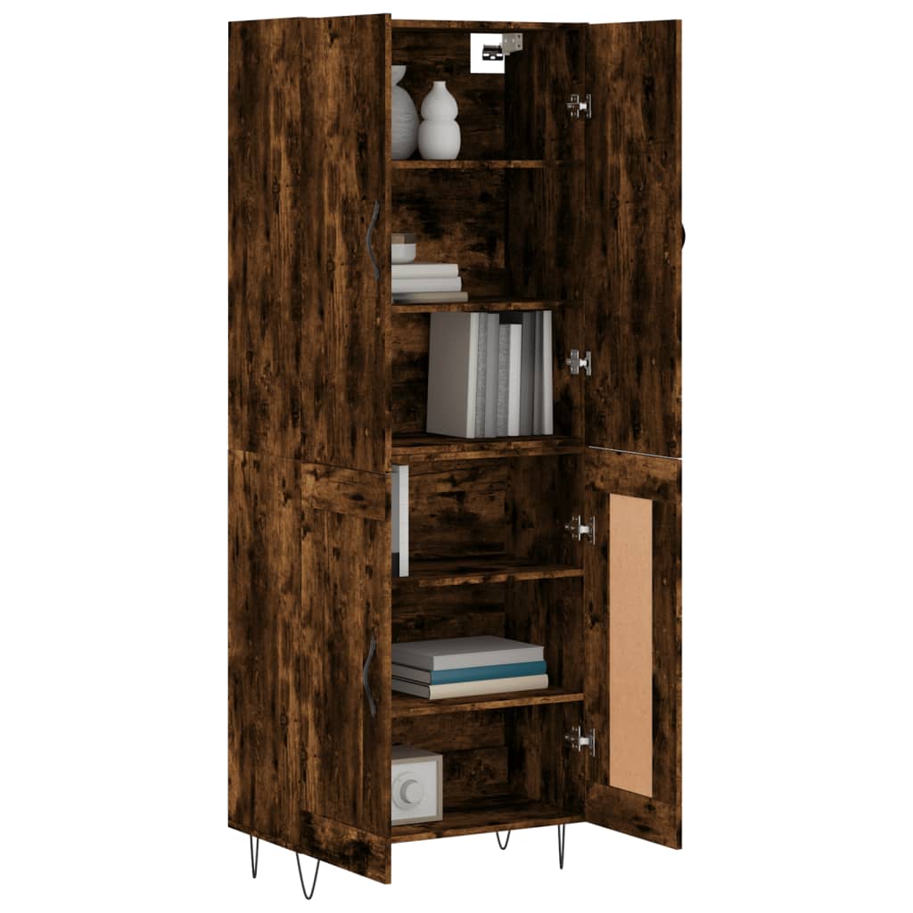 Highboard røkt eik 69,5x34x180 cm konstruert tre