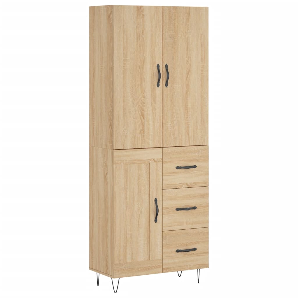 Highboard sonoma eik 69,5x34x180 cm konstruert tre