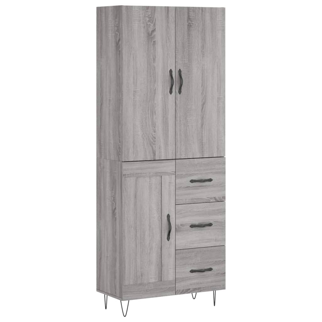 Highboard grå sonoma 69,5x34x180 cm konstruert tre vidaXL