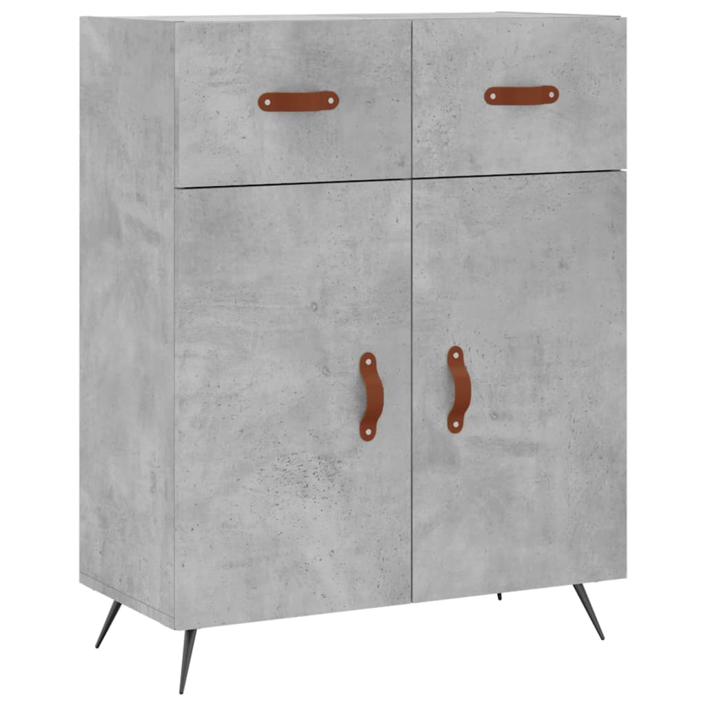 Highboard betonggrå 69,5x34x180 cm konstruert tre
