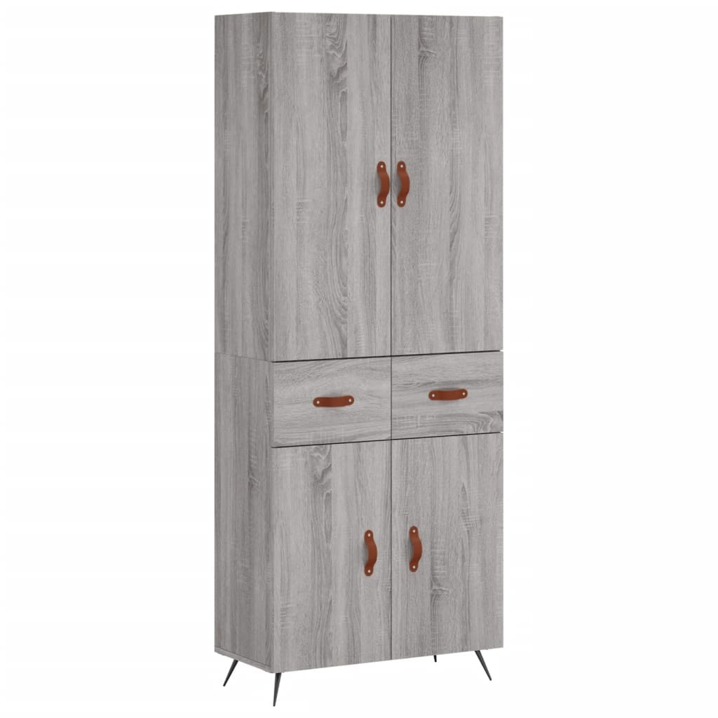 Highboard grå sonoma 69,5x34x180 cm konstruert tre