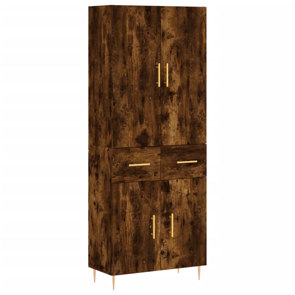 Highboard røkt eik 69,5x34x180 cm konstruert tre
