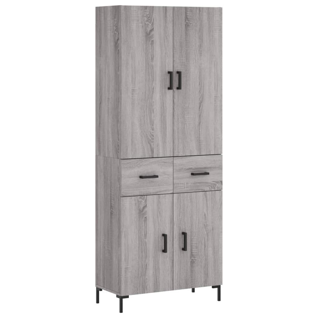 Highboard grå sonoma 69,5x34x180 cm konstruert tre