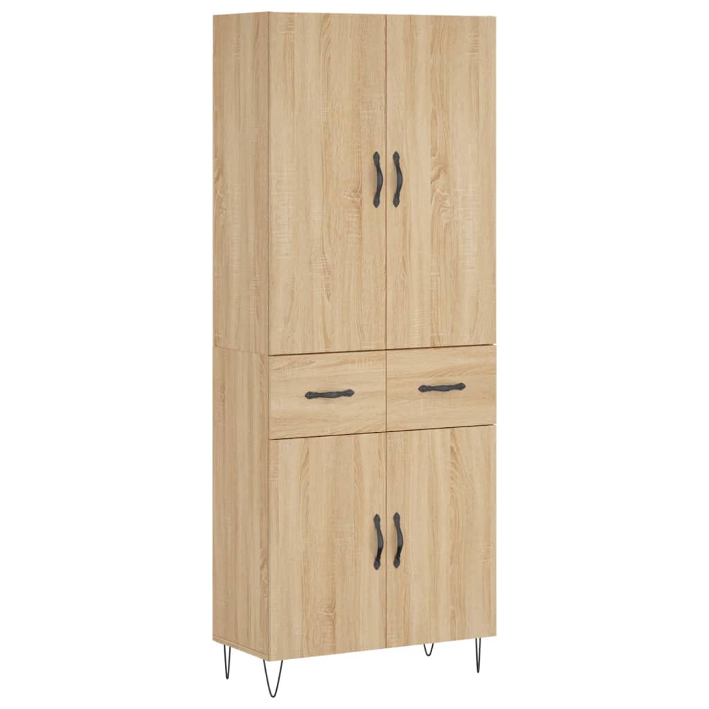 Highboard sonoma eik 69,5x34x180 cm konstruert tre