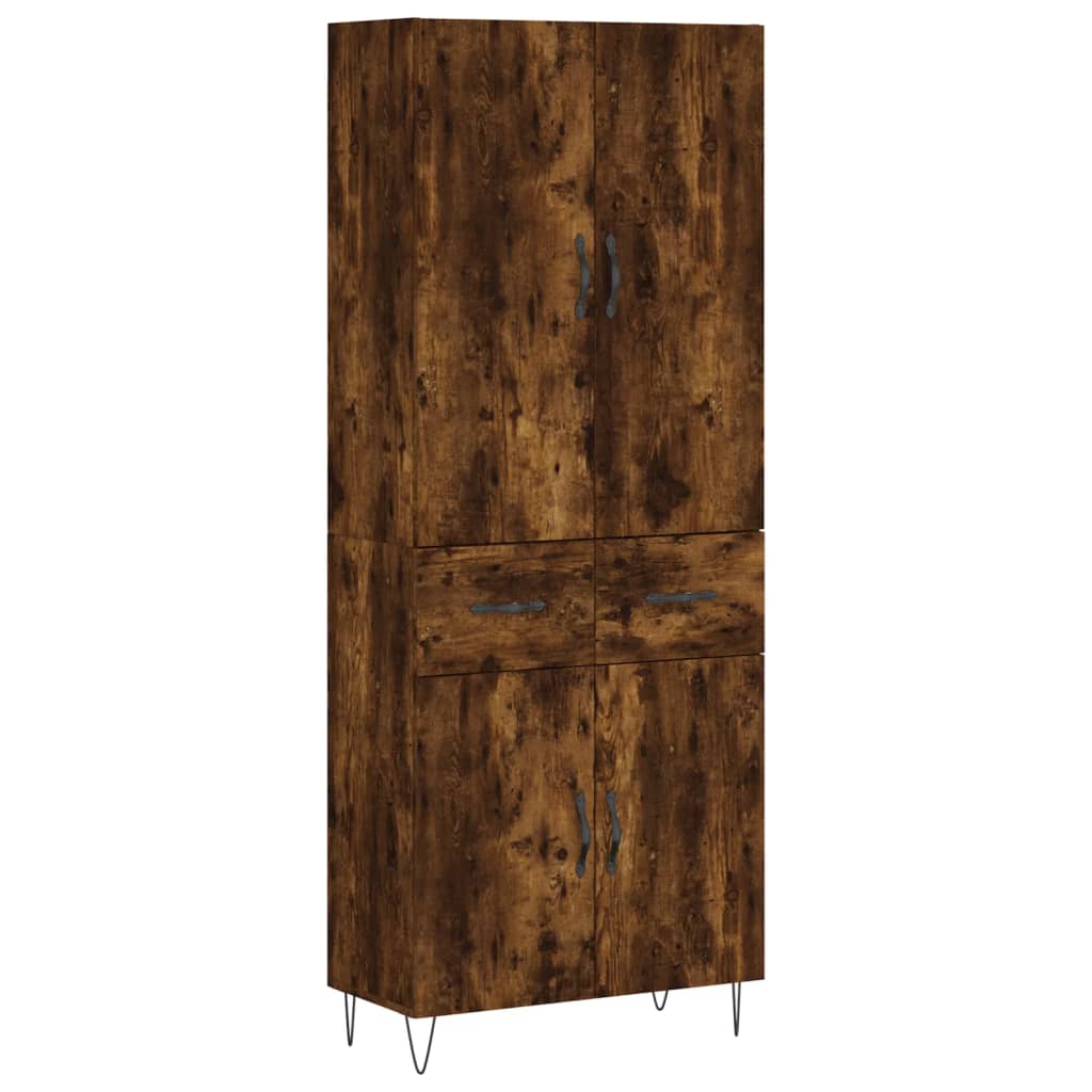 Highboard røkt eik 69,5x34x180 cm konstruert tre