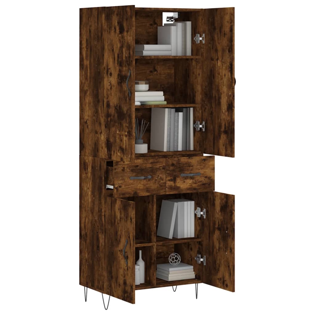 Highboard røkt eik 69,5x34x180 cm konstruert tre