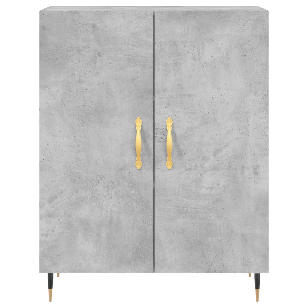 Highboard betonggrå 69,5x34x180 cm konstruert tre
