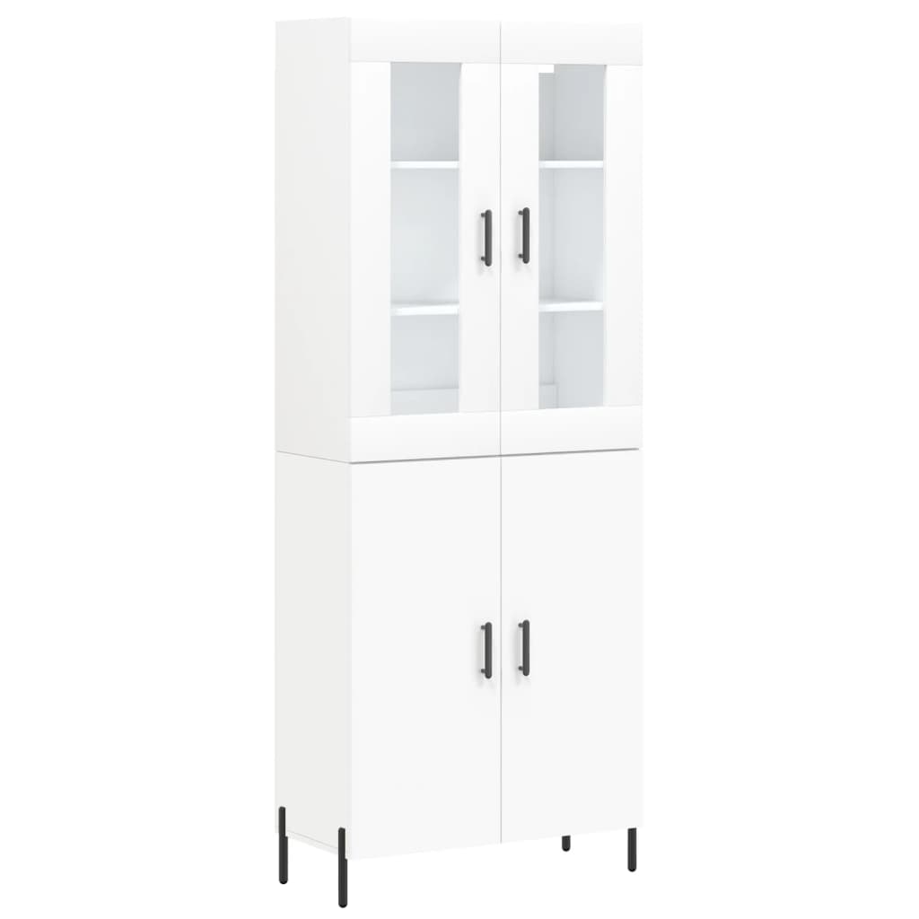 Highboard hvit 69,5x34x180 cm konstruert tre