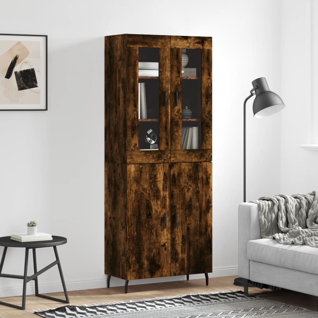 Highboard røkt eik 69,5x34x180 cm konstruert tre