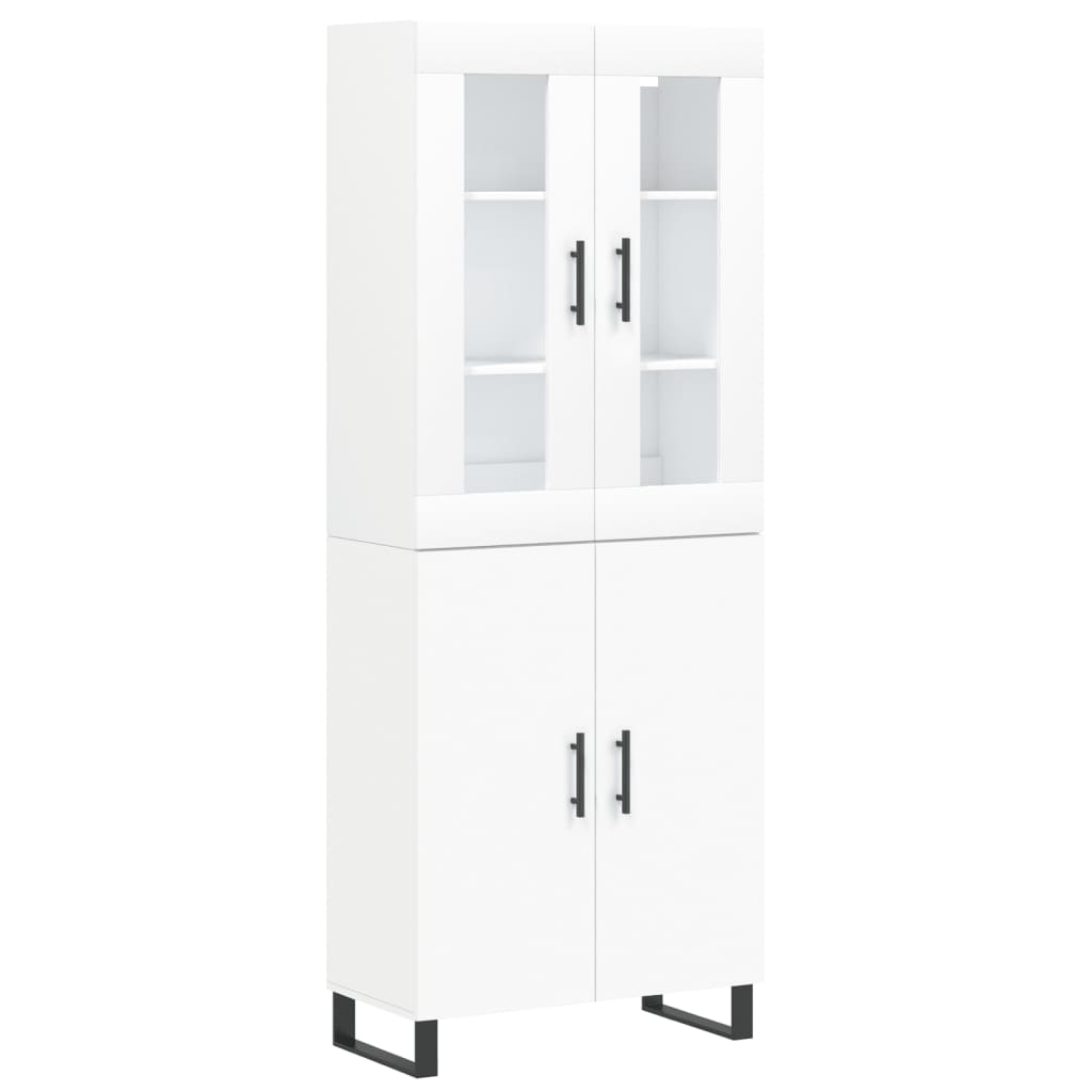 Highboard hvit 69,5x34x180 cm konstruert tre