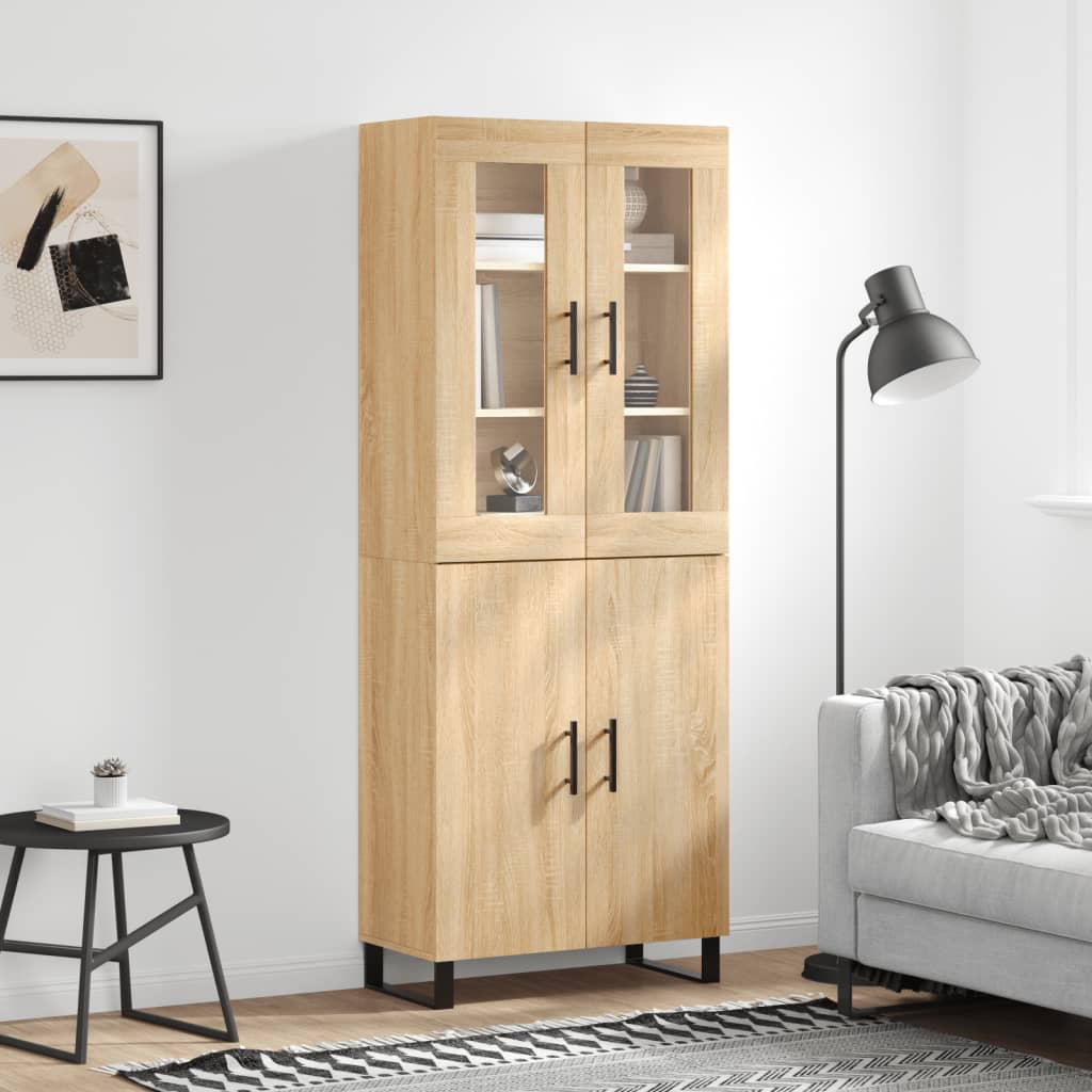 Highboard sonoma eik 69,5x34x180 cm konstruert tre
