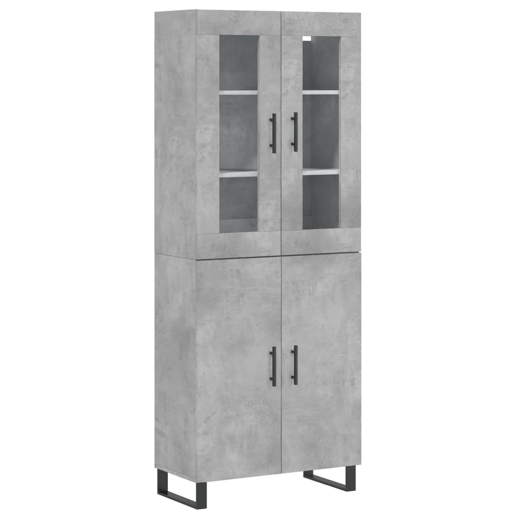 Highboard betonggrå 69,5x34x180 cm konstruert tre
