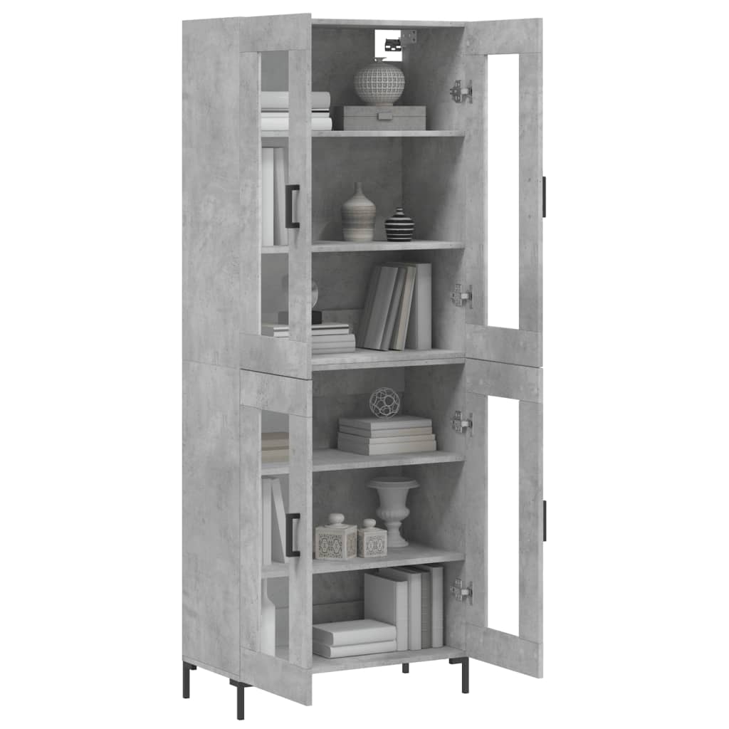 Highboard betonggrå 69,5x34x180 cm konstruert tre