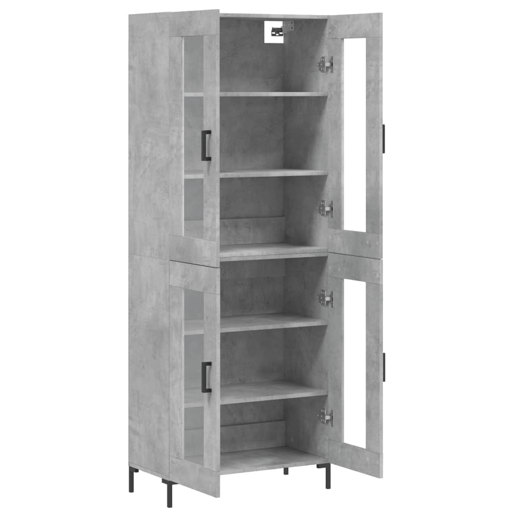 Highboard betonggrå 69,5x34x180 cm konstruert tre