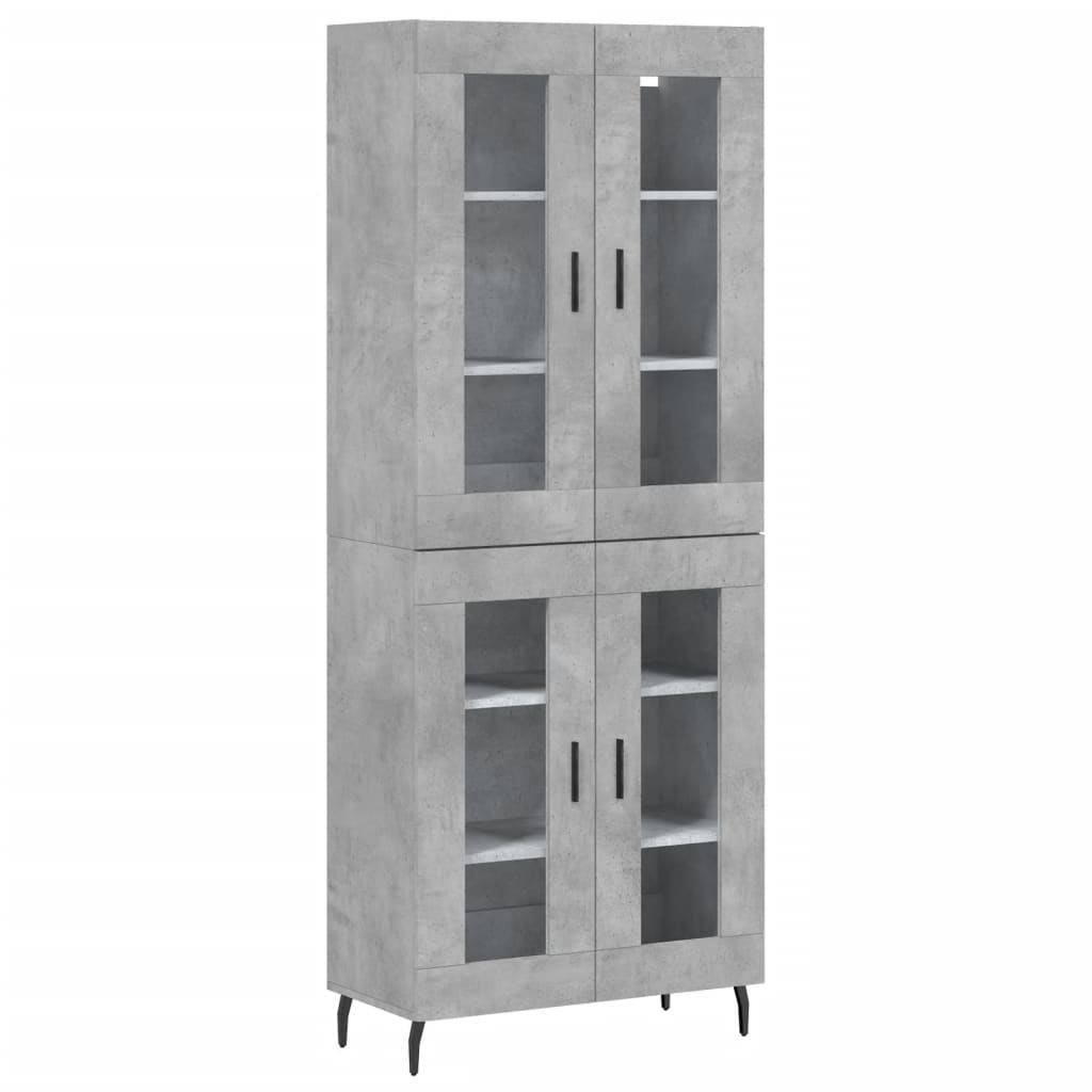 Highboard betonggrå 69,5x34x180 cm konstruert tre