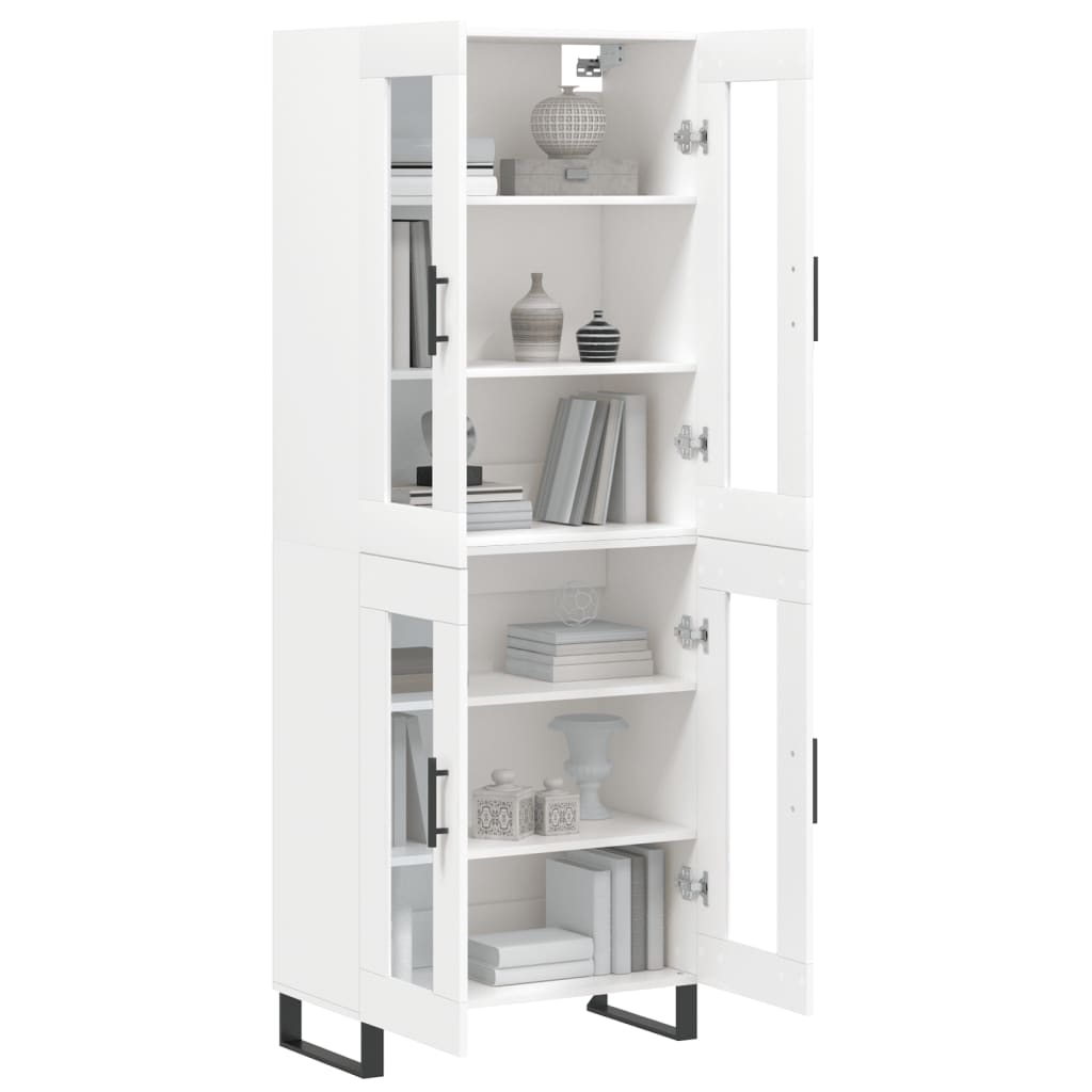 Highboard hvit 69,5x34x180 cm konstruert tre