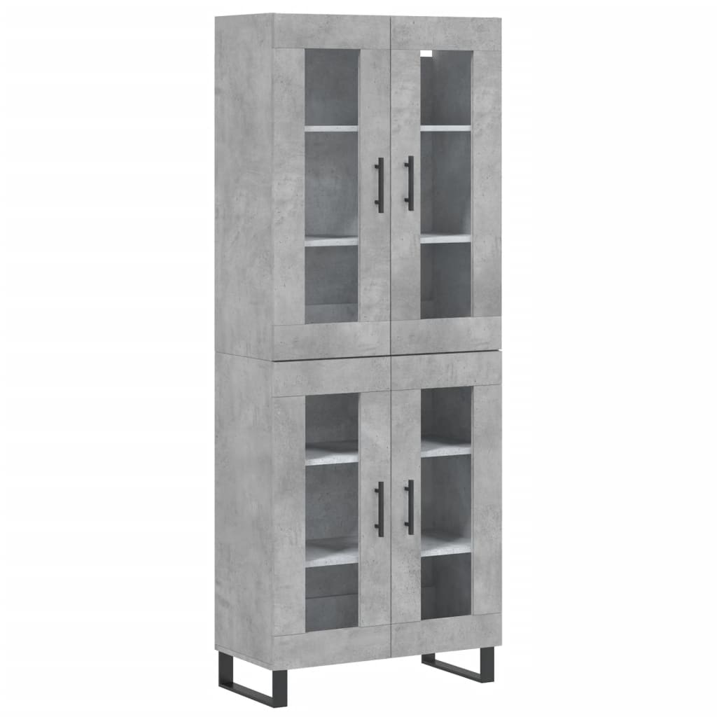 Highboard betonggrå 69,5x34x180 cm konstruert tre