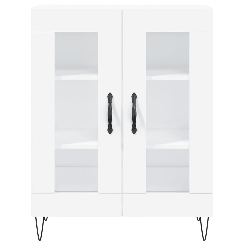 Highboard hvit 69,5x34x180 cm konstruert tre