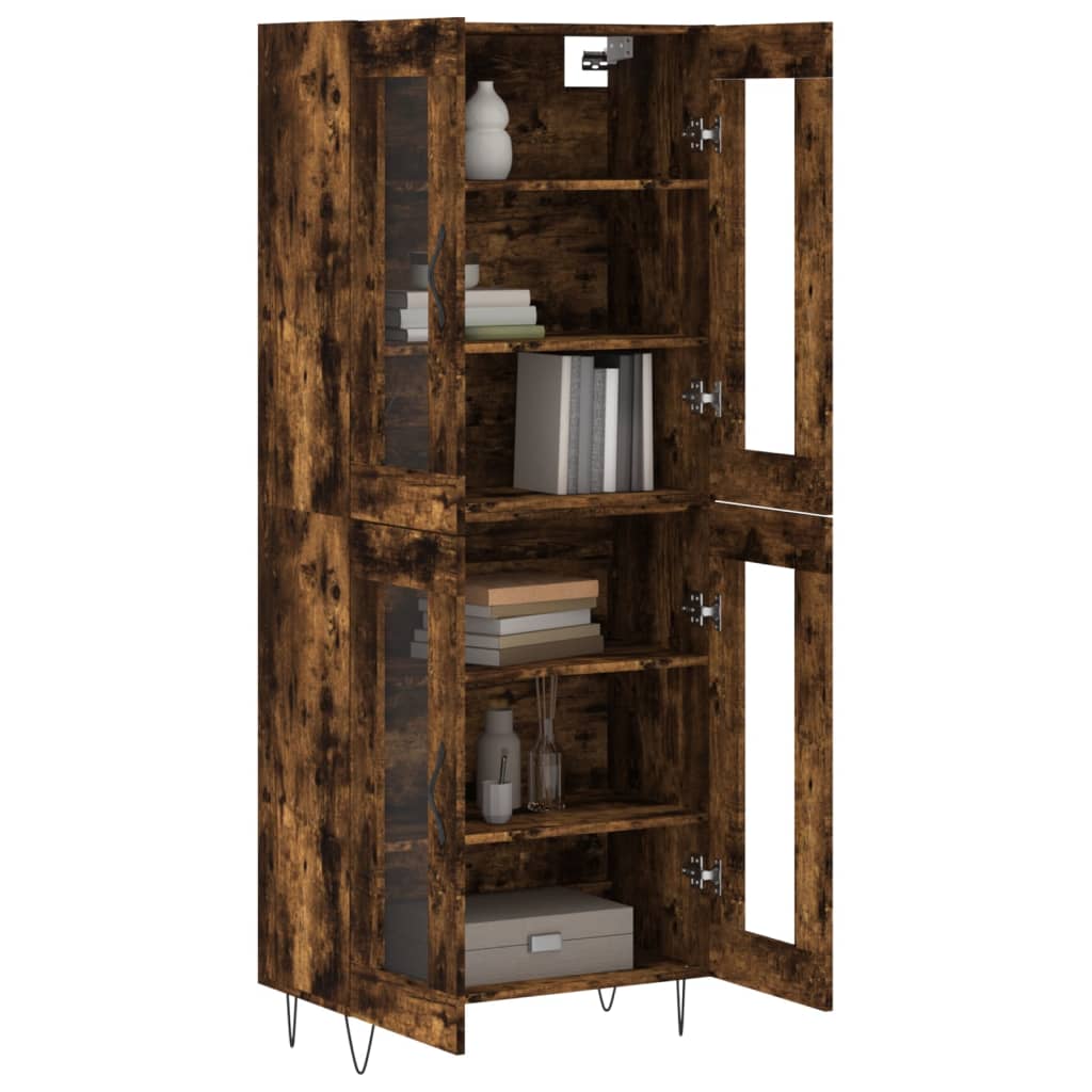 Highboard røkt eik 69,5x34x180 cm konstruert tre