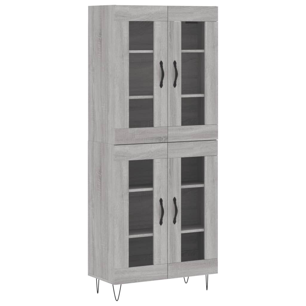 Highboard grå sonoma 69,5x34x180 cm konstruert tre