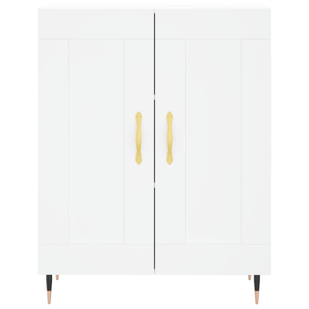 Highboard hvit 69,5x34x180 cm konstruert tre