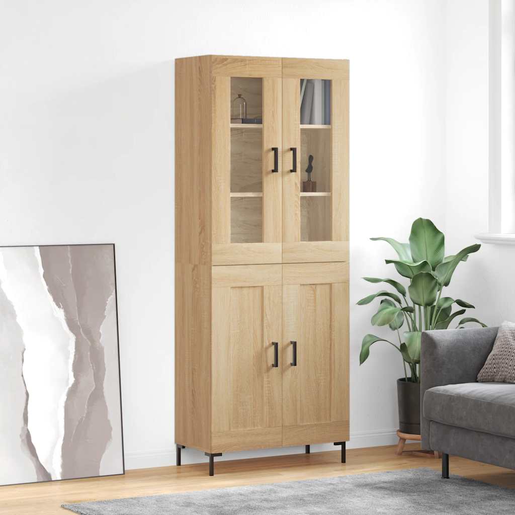 Highboard sonoma eik 69,5x34x180 cm konstruert tre