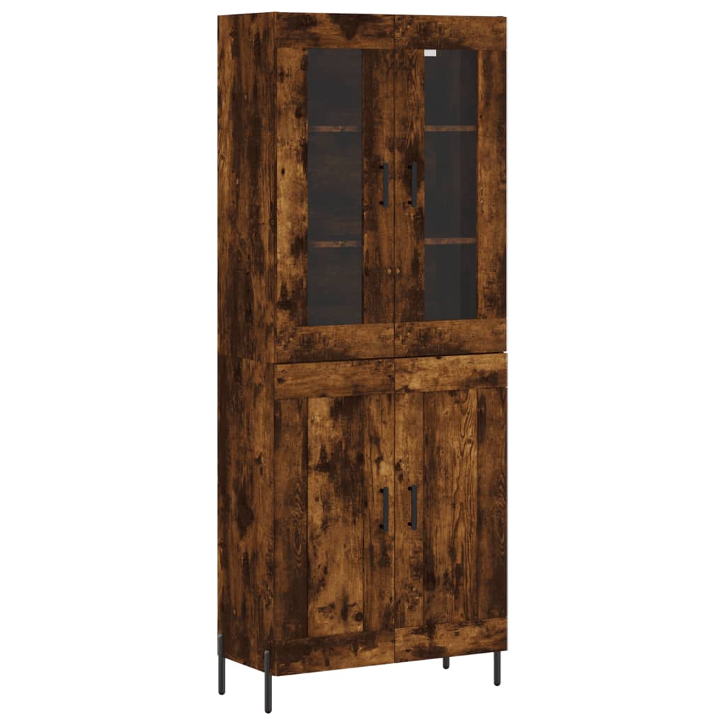 Highboard røkt eik 69,5x34x180 cm konstruert tre