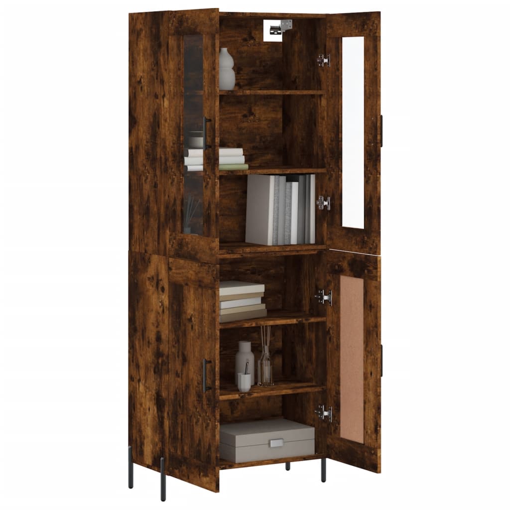 Highboard røkt eik 69,5x34x180 cm konstruert tre