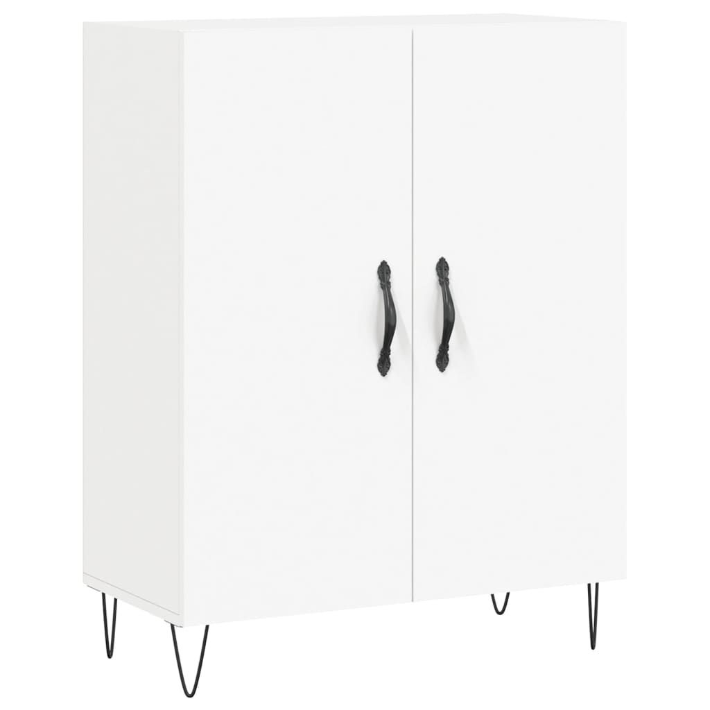 Highboard hvit 69,5x34x180 cm konstruert tre