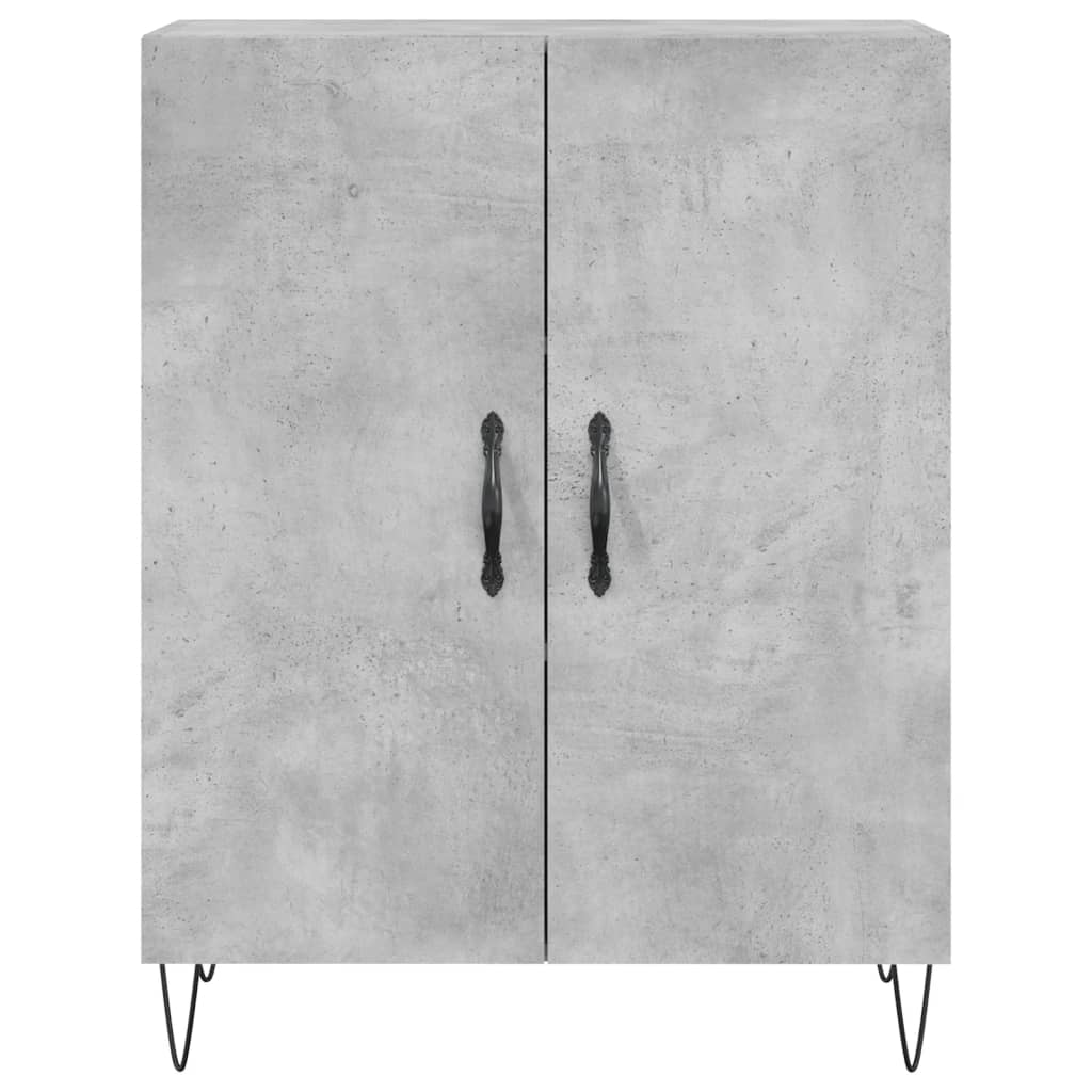 Highboard betonggrå 69,5x34x180 cm konstruert tre