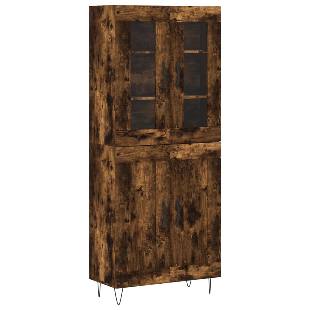 Highboard røkt eik 69,5x34x180 cm konstruert tre