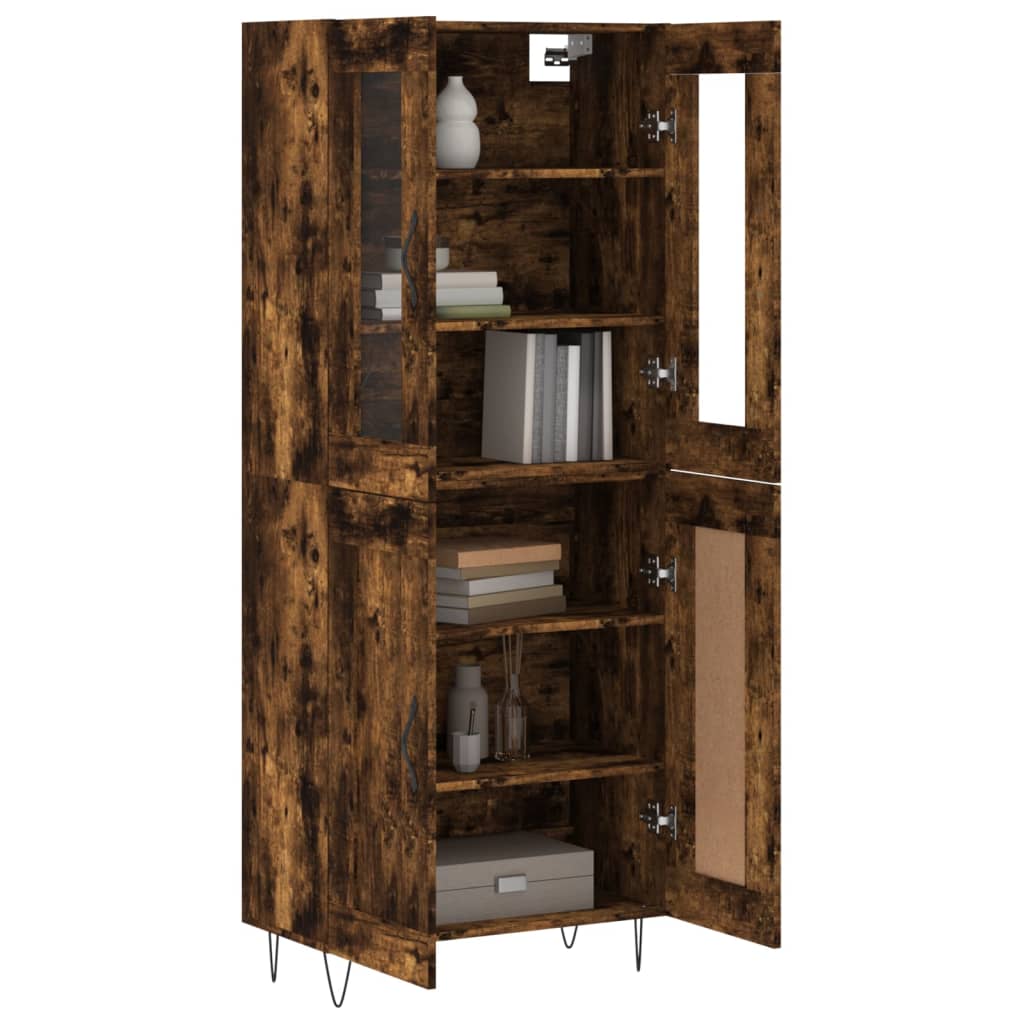 Highboard røkt eik 69,5x34x180 cm konstruert tre