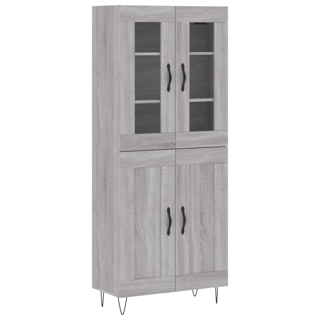 Highboard grå sonoma 69,5x34x180 cm konstruert tre
