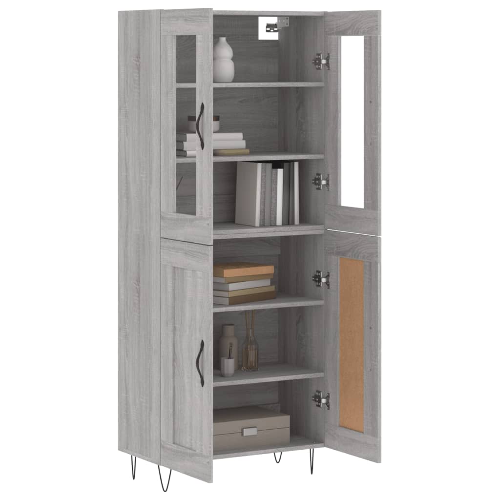 Highboard grå sonoma 69,5x34x180 cm konstruert tre