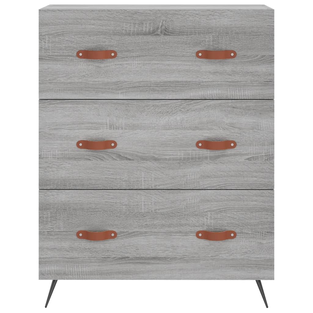 Highboard grå sonoma 69,5x34x180 cm konstruert tre