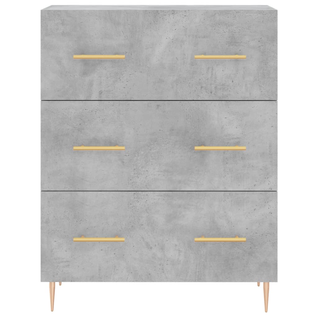 Highboard betonggrå 69,5x34x180 cm konstruert tre
