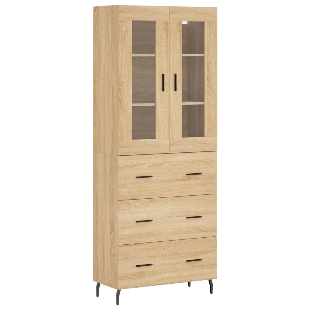 Highboard sonoma eik 69,5x34x180 cm konstruert tre