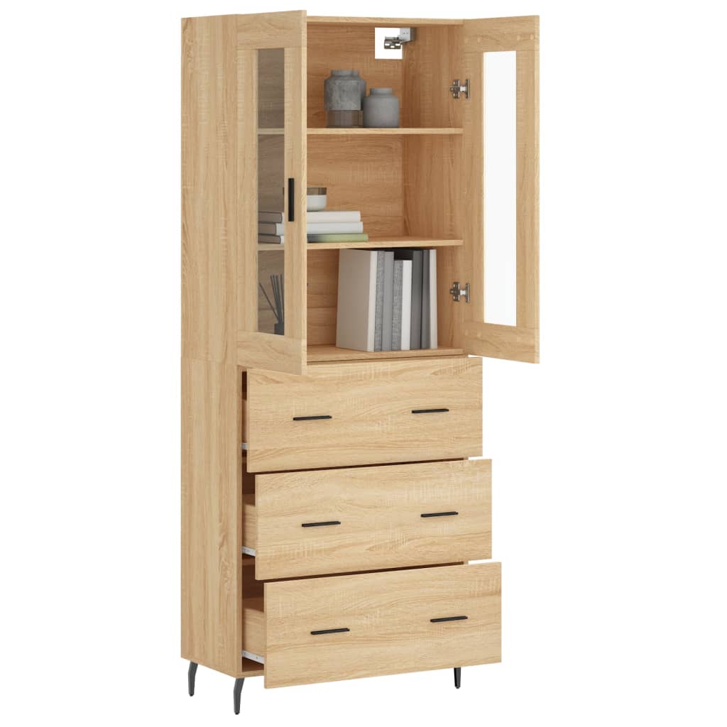 Highboard sonoma eik 69,5x34x180 cm konstruert tre