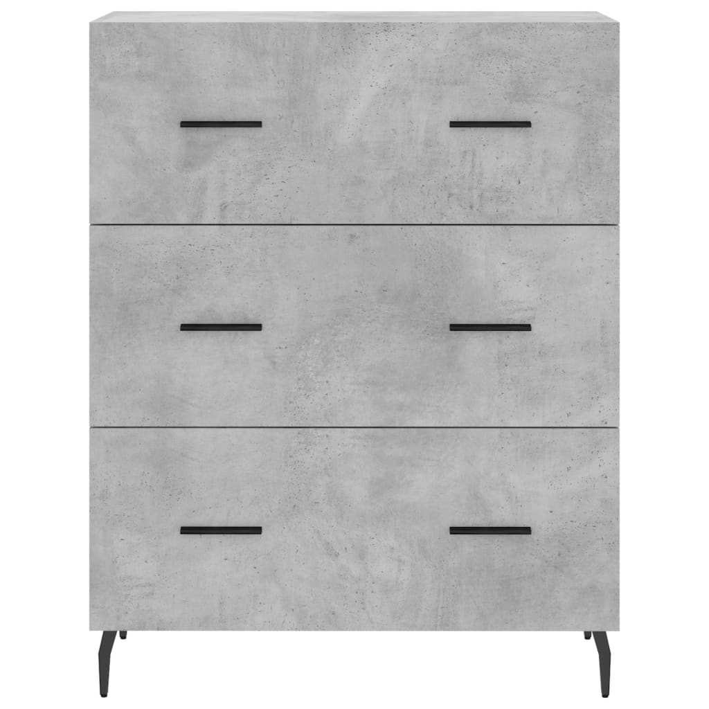 Highboard betonggrå 69,5x34x180 cm konstruert tre