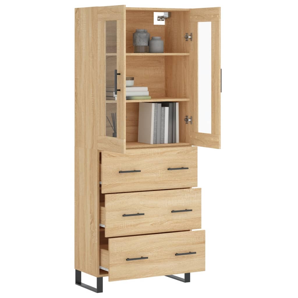 Highboard sonoma eik 69,5x34x180 cm konstruert tre