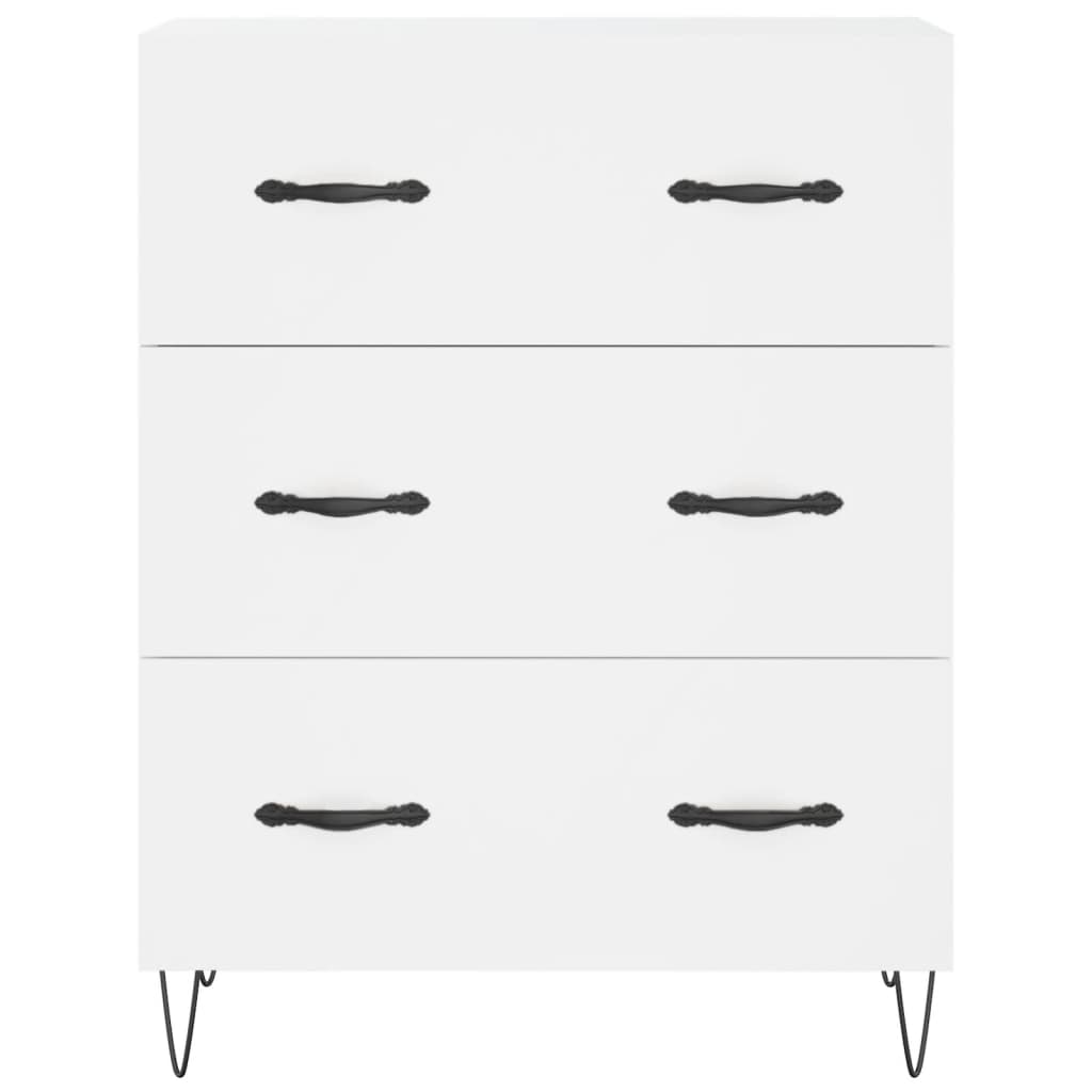 Highboard hvit 69,5x34x180 cm konstruert tre