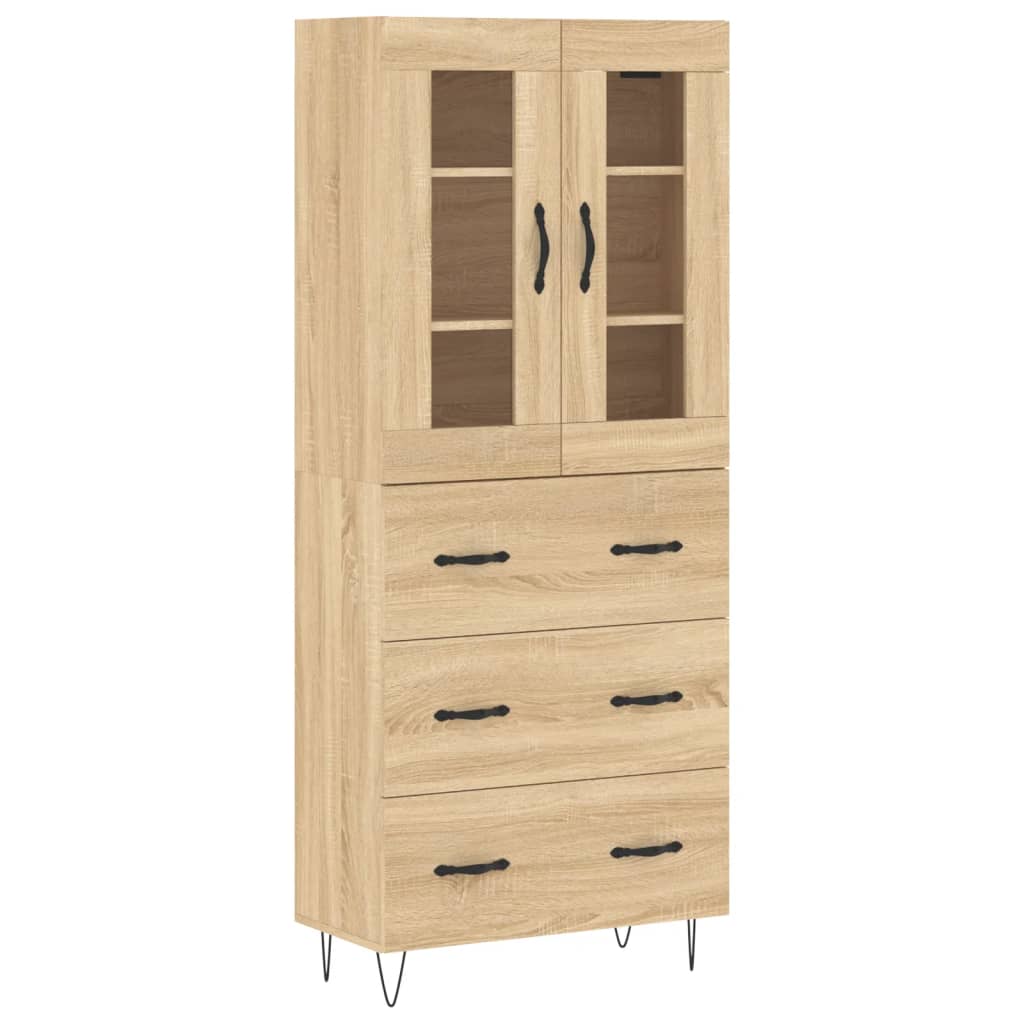 Highboard sonoma eik 69,5x34x180 cm konstruert tre vidaXL