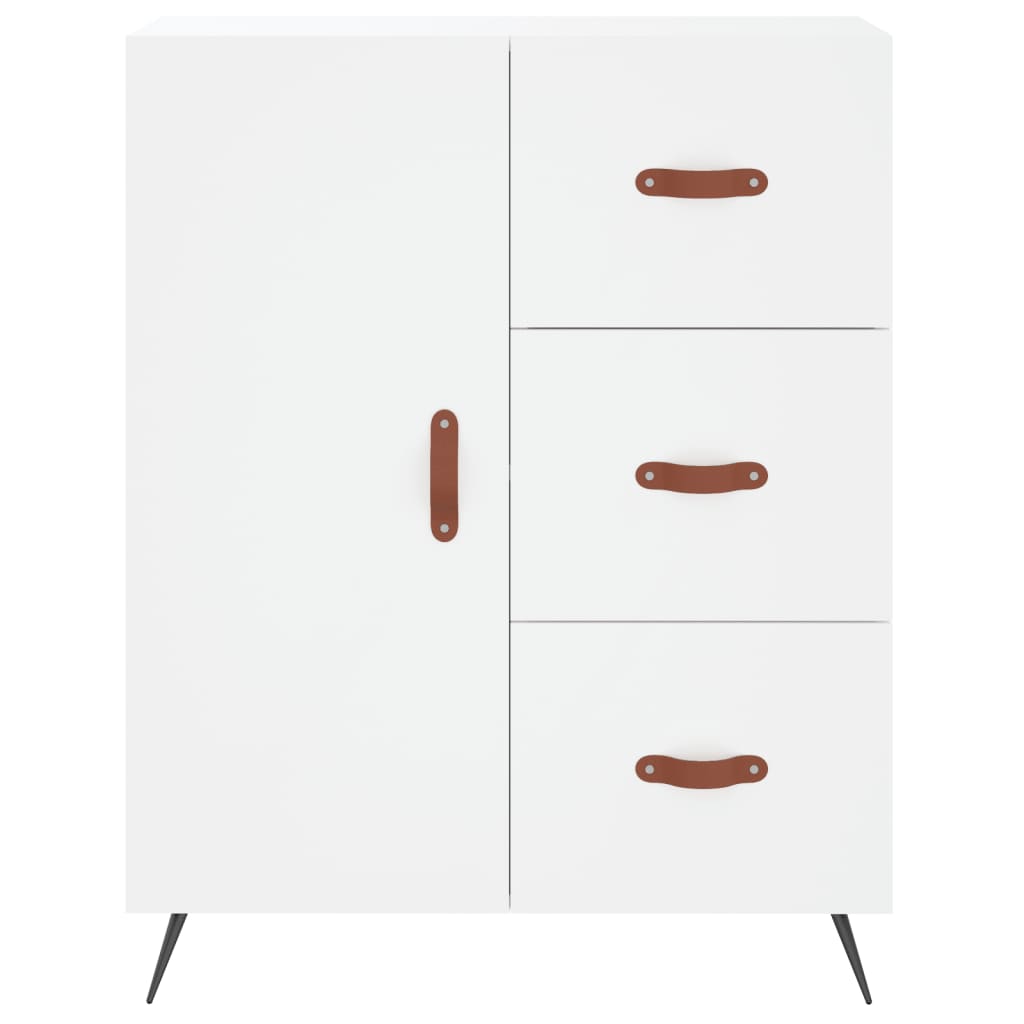 Highboard hvit 69,5x34x180 cm konstruert tre