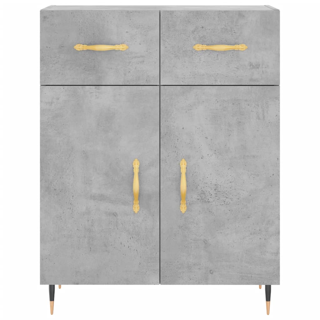 Highboard betonggrå 69,5x34x180 cm konstruert tre