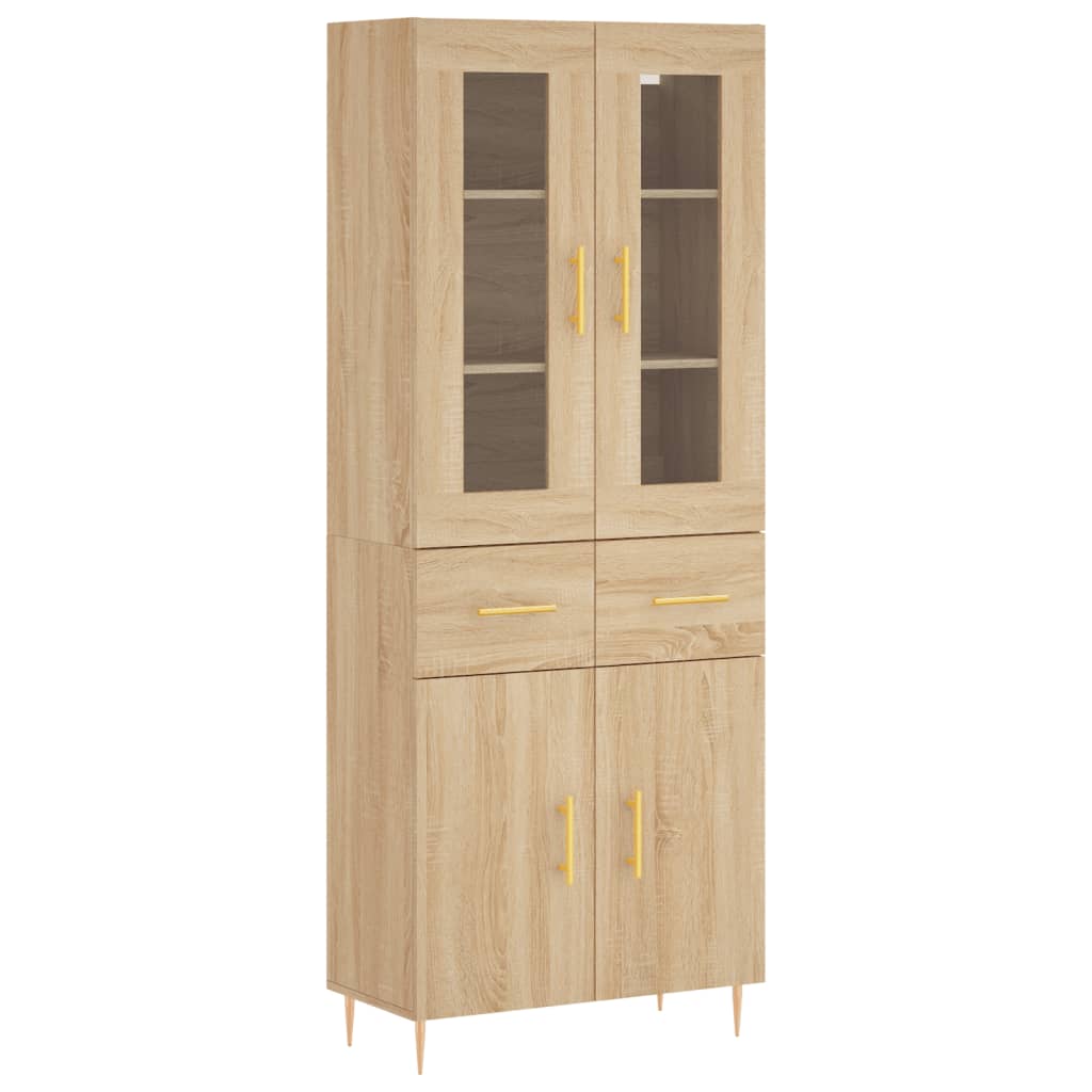 Highboard sonoma eik 69,5x34x180 cm konstruert tre