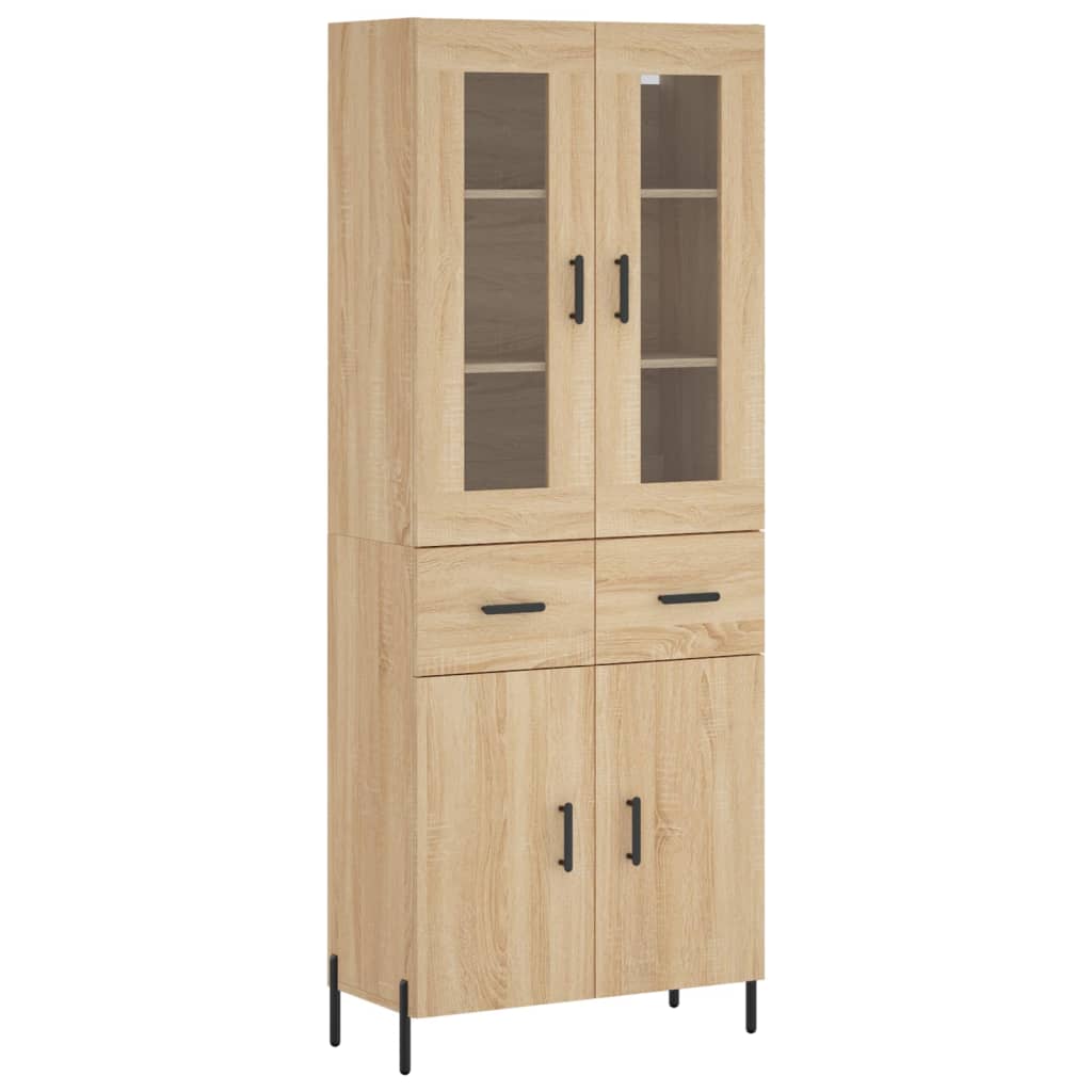 Highboard sonoma eik 69,5x34x180 cm konstruert tre