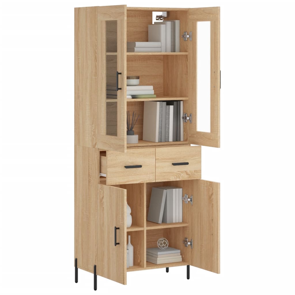 Highboard sonoma eik 69,5x34x180 cm konstruert tre