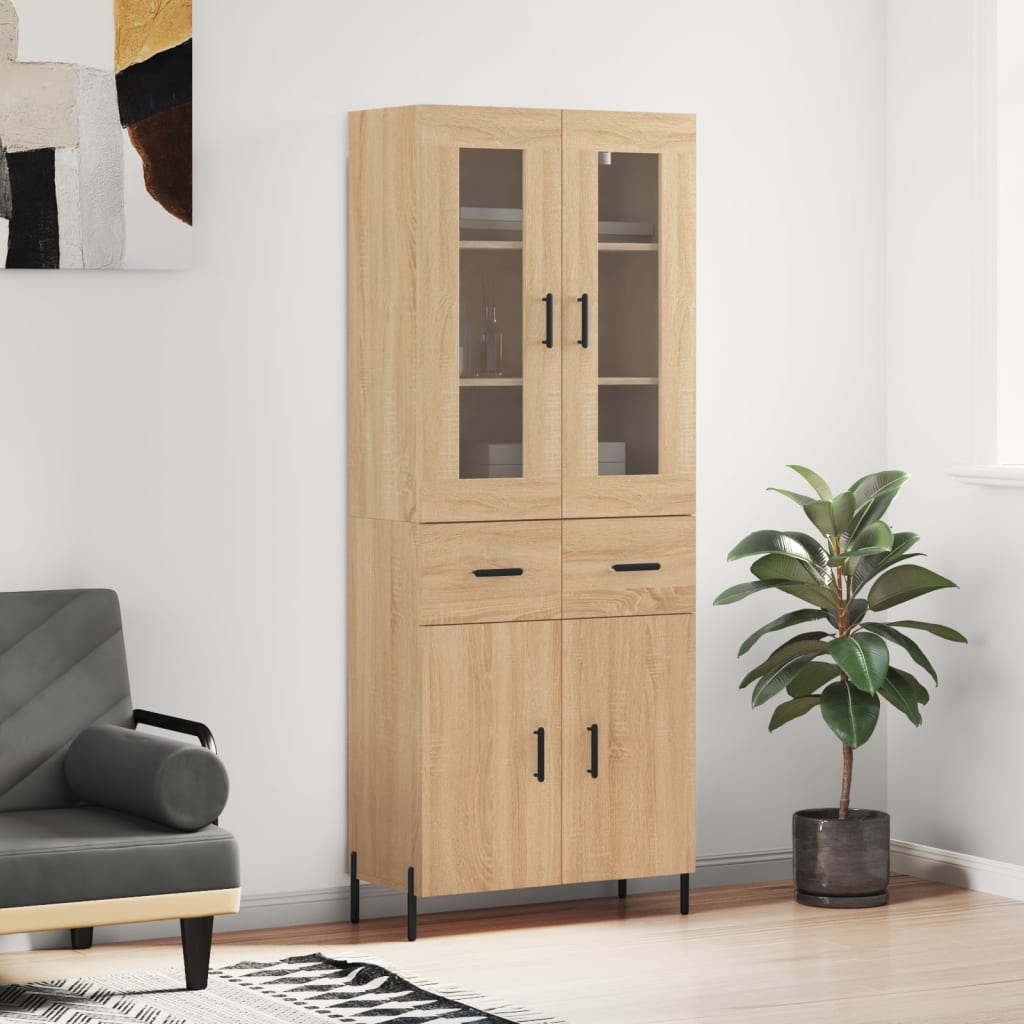Highboard sonoma eik 69,5x34x180 cm konstruert tre