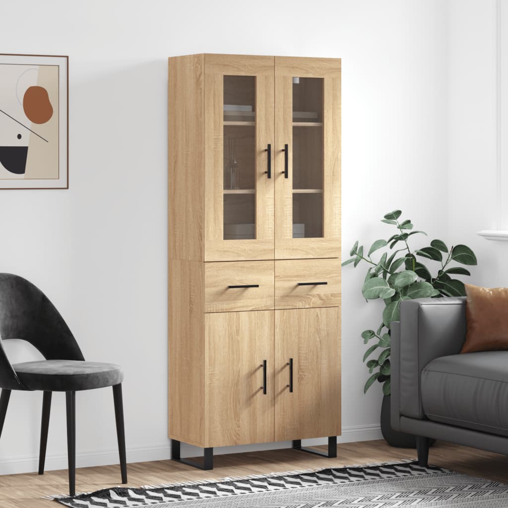 Highboard sonoma eik 69,5x34x180 cm konstruert tre