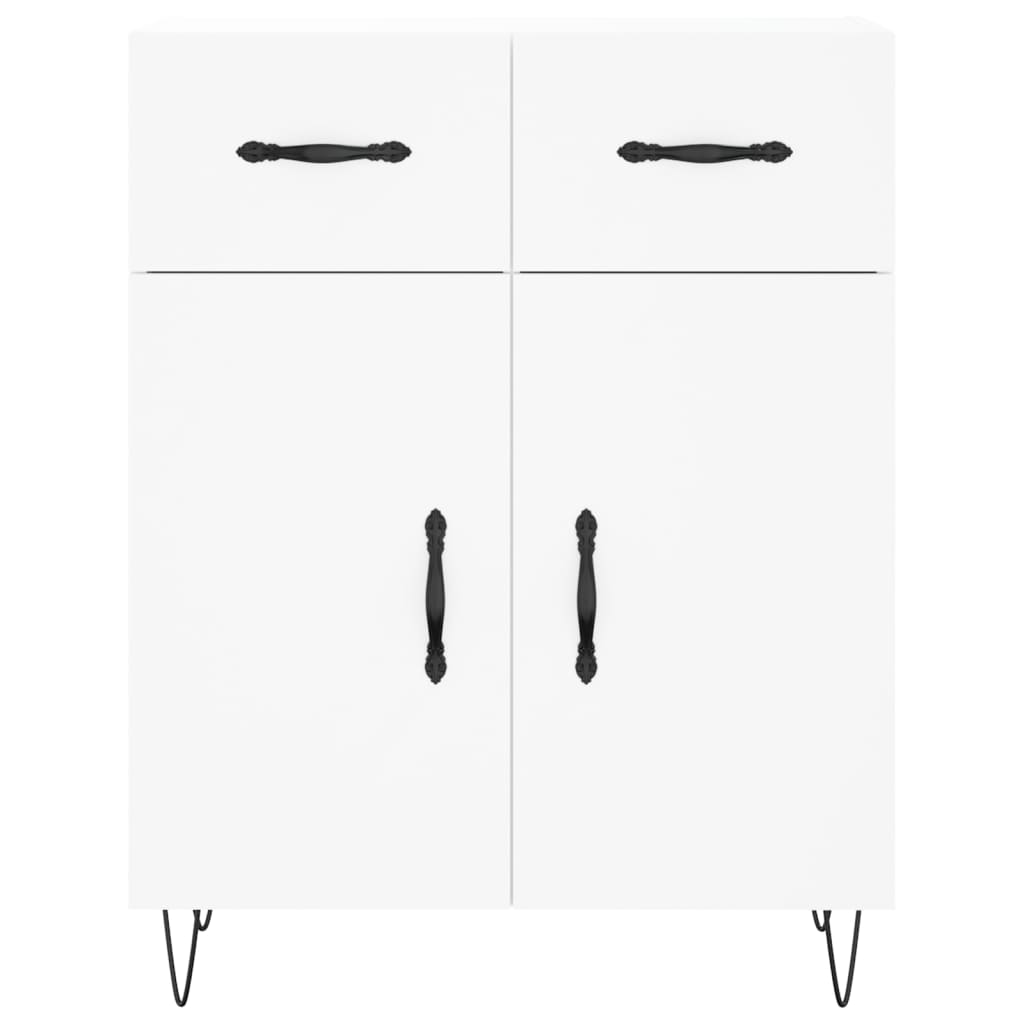 Highboard hvit 69,5x34x180 cm konstruert tre